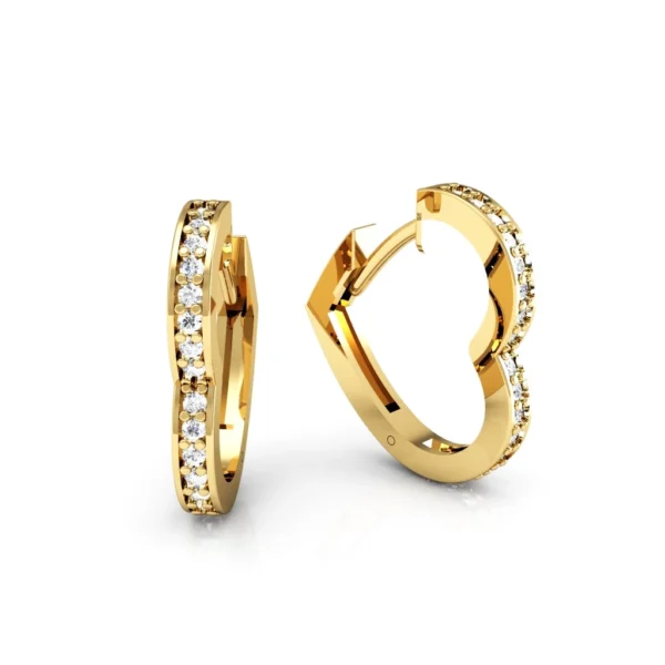 Brinco Argola de Coração Prata ou Ouro 18K Grande com Pedras