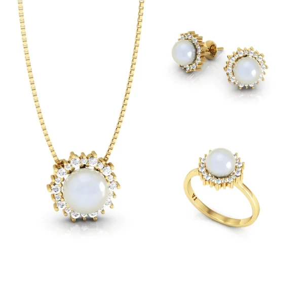Conjunto Prata ou Ouro 18K Pérola