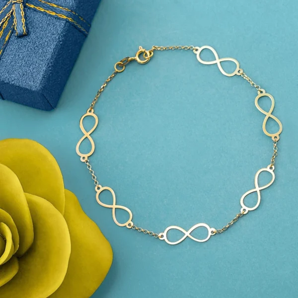 Pulseira Com Símbolos Do Infinito Ouro 18K - Image 2